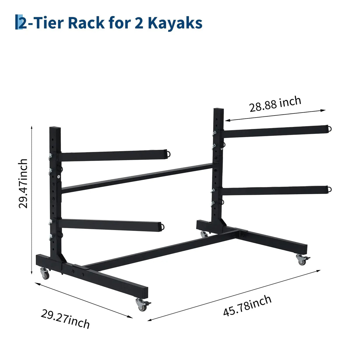 Freestanding adjustable kayak storage rack with wheels — view 9 of 9