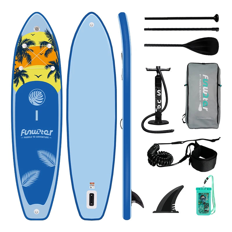 FUNWATER Inflatable Paddle Board with Paddle, Pump & Backpack, 10'6" to 11'6"