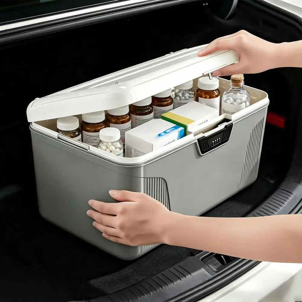 Medicine Storage Box with Combination Lock – Double Layer Pill Organiz