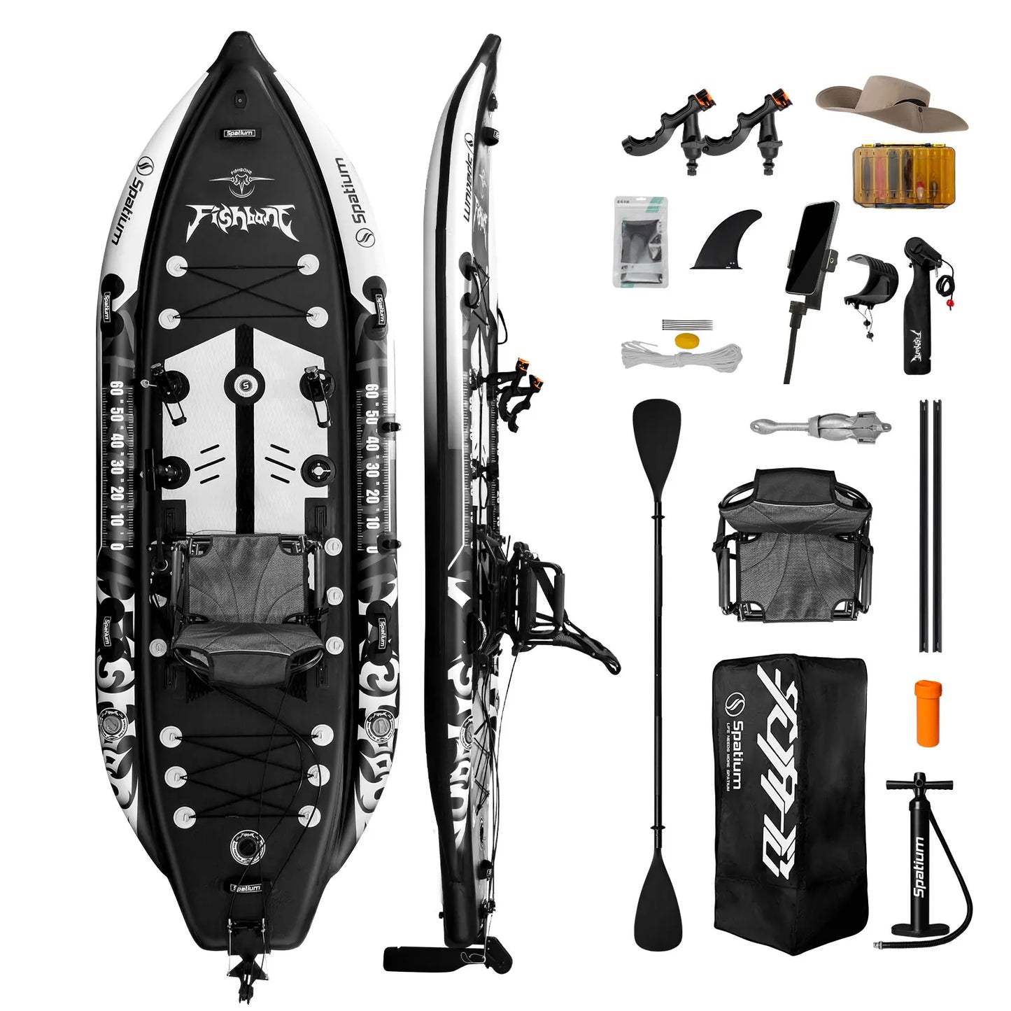 New Pedal Drive Fishing Boat Canoe/Kayak with Seat and Steering System Inflatable Kayak Easy To Carry and Install Single Person