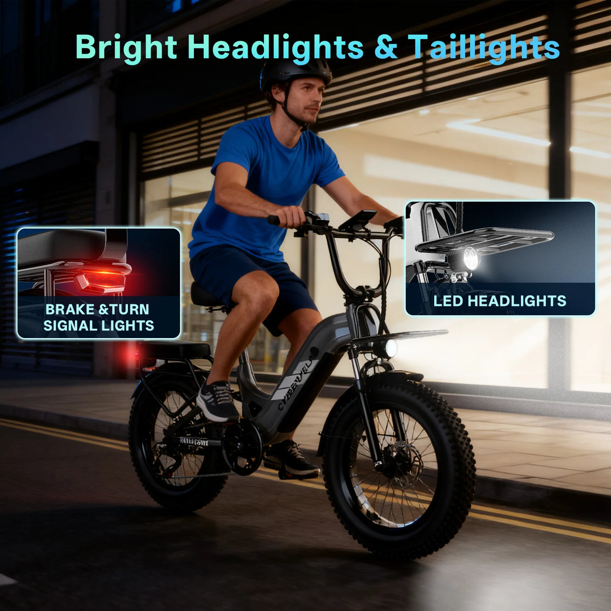 Cybervelo 20" Step-Thru Electric Bike, 1500W Peak, 48V 20Ah Battery, 7-Speed