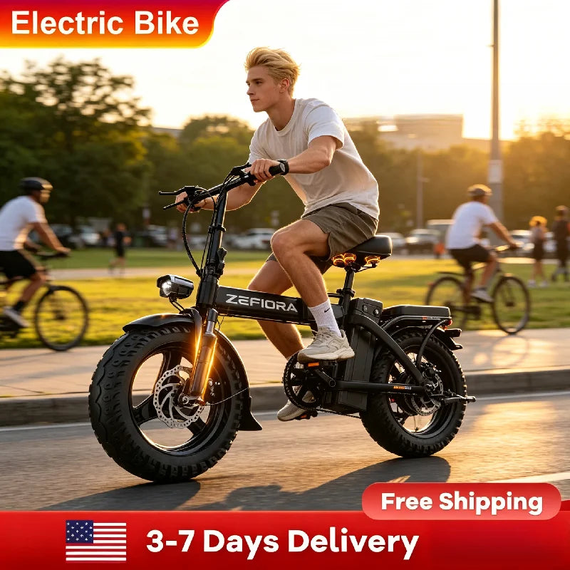 ZEFIORA Z10 14" Compact Electric Bike, 500W, 48V Battery