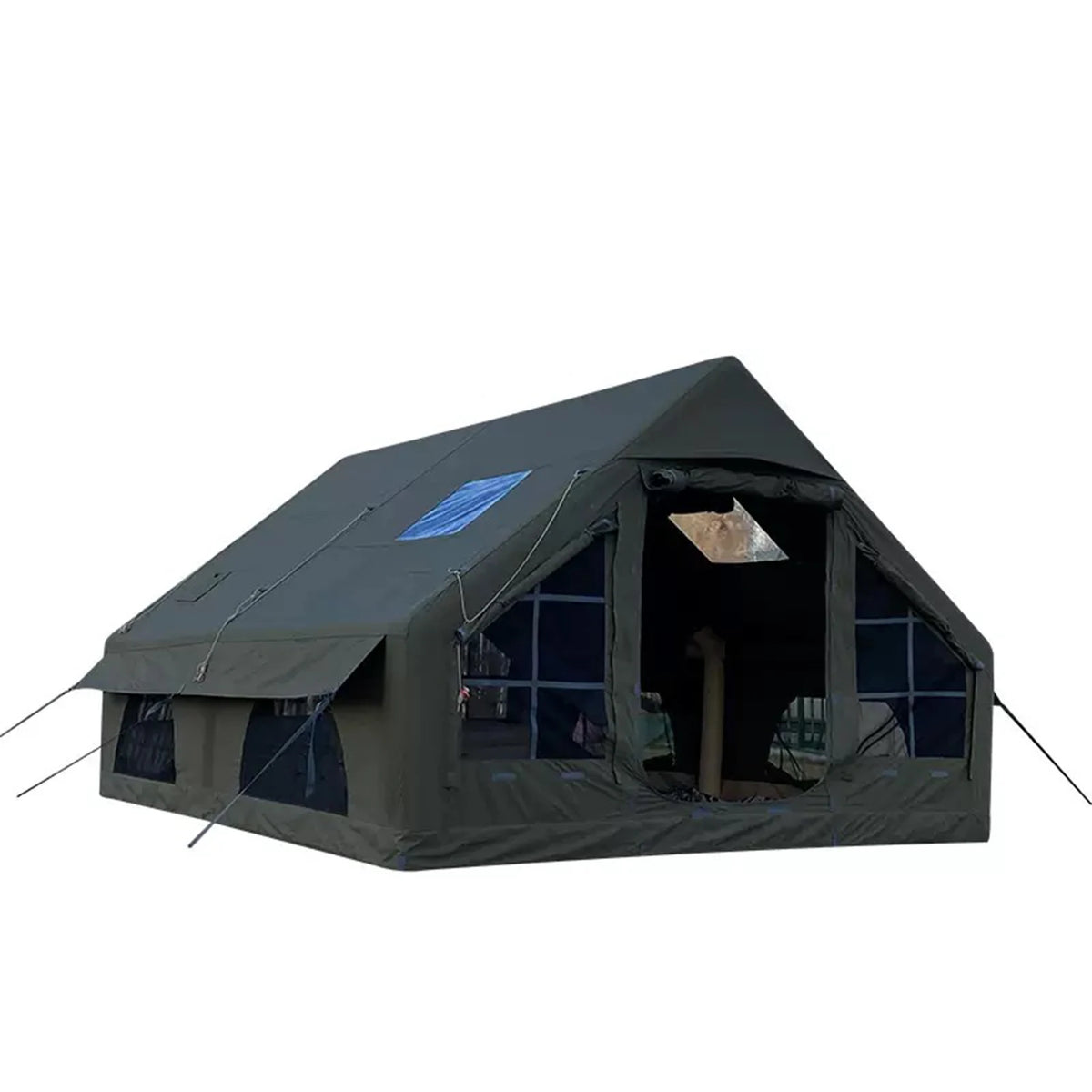 PAKICETUS Large Inflatable Camping Tent with Roof Window & Stove Space, 4-6 Person Quick Setup Air Tent, Oxford Fabric All Season Waterproof Family Outdoor Hot Tent for Camping Backpacking Hiking