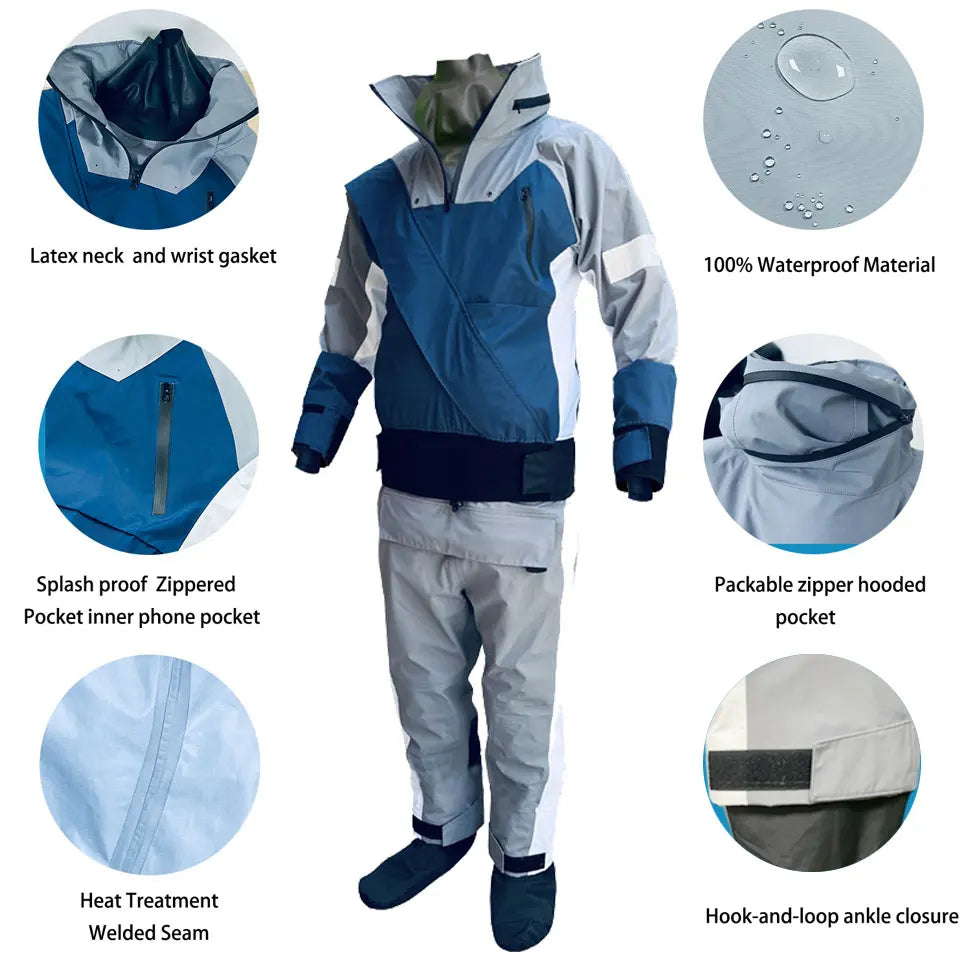 Men's 3-layer waterproof kayak dry suit with adjustable hood — view 4 of 6