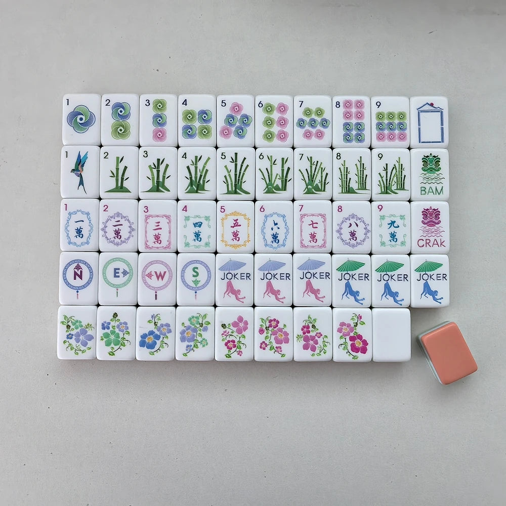 4-Layer Acrylic Coral Orange Luxury American Mahjong Set Engraved Mahjong Tiles Travel Mah Jongg Sets for Adult Party Board Game