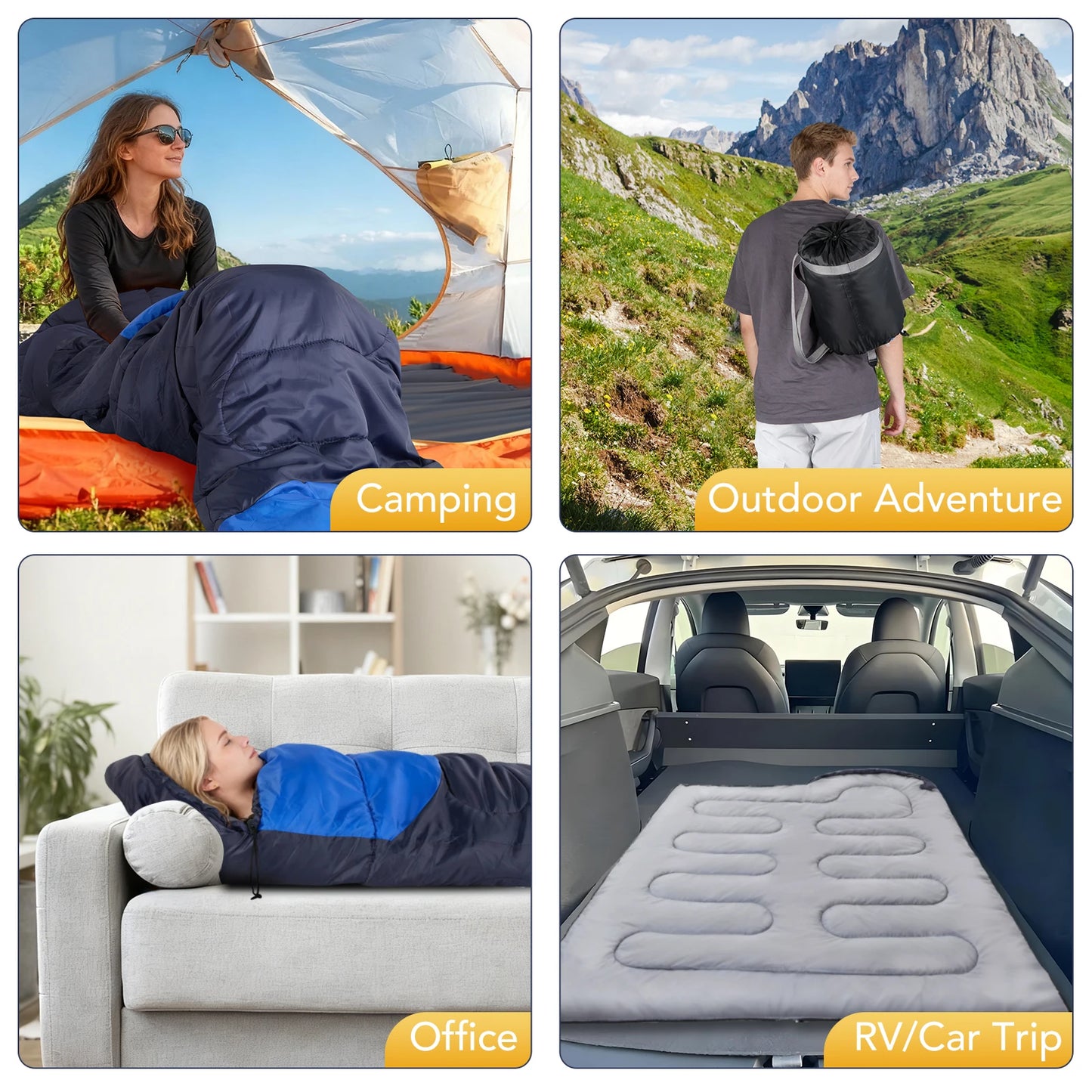 Camping Sleeping Bag Ultralight Waterproof Windproof 4 Season Warm SleepBags with Compression Sack for Camping Hiking Travel