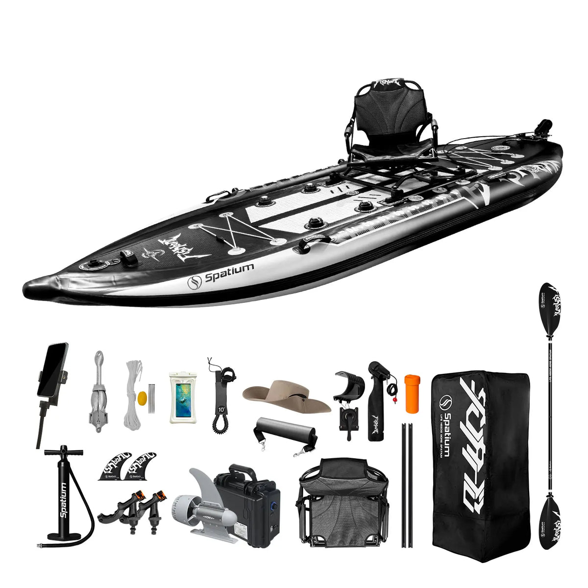 Inflatable Fishing Paddle Board Triple Chamber Stand Up Paddle Board 11'*48"*6",Fishing Kayak with Motor and Premium Accessories