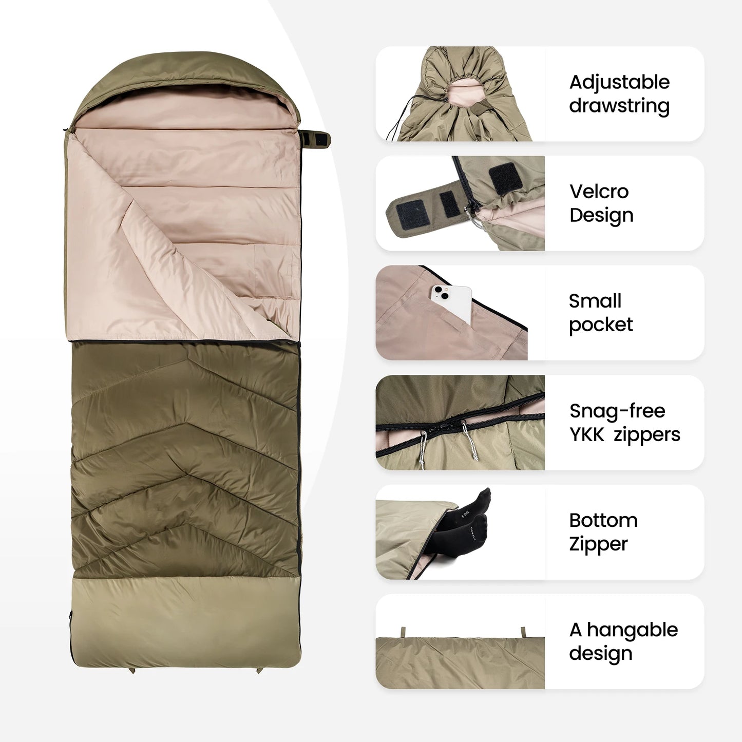 OneTigris Trailnap Sleeping Bag 3 Season Extra-Wide Warm for Camping Backpacking Travel Motorcamping Outdoor Activities