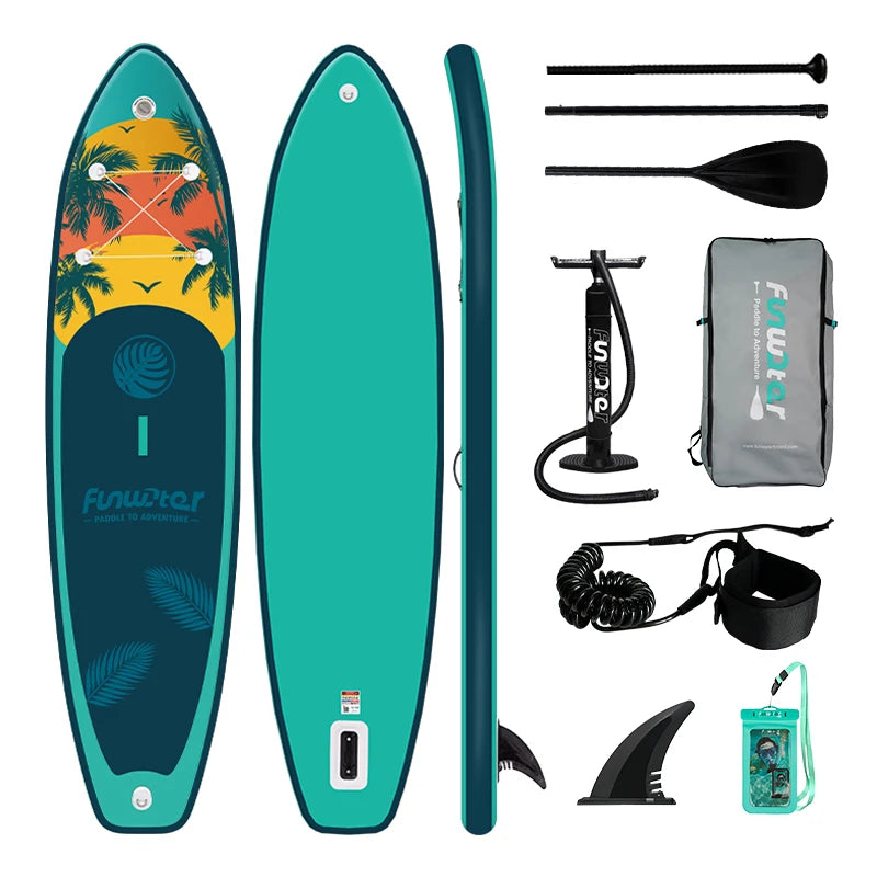 FUNWATER Inflatable Paddle Board with Paddle, Pump & Backpack, 10'6" to 11'6"