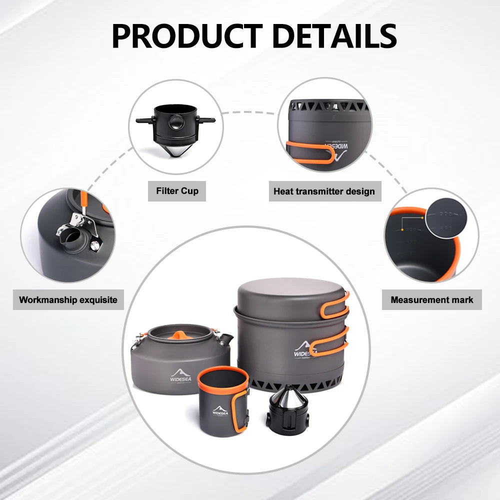 Nesting camping cookware set with pot, kettle, cup, and coffee filter — view 6 of 10