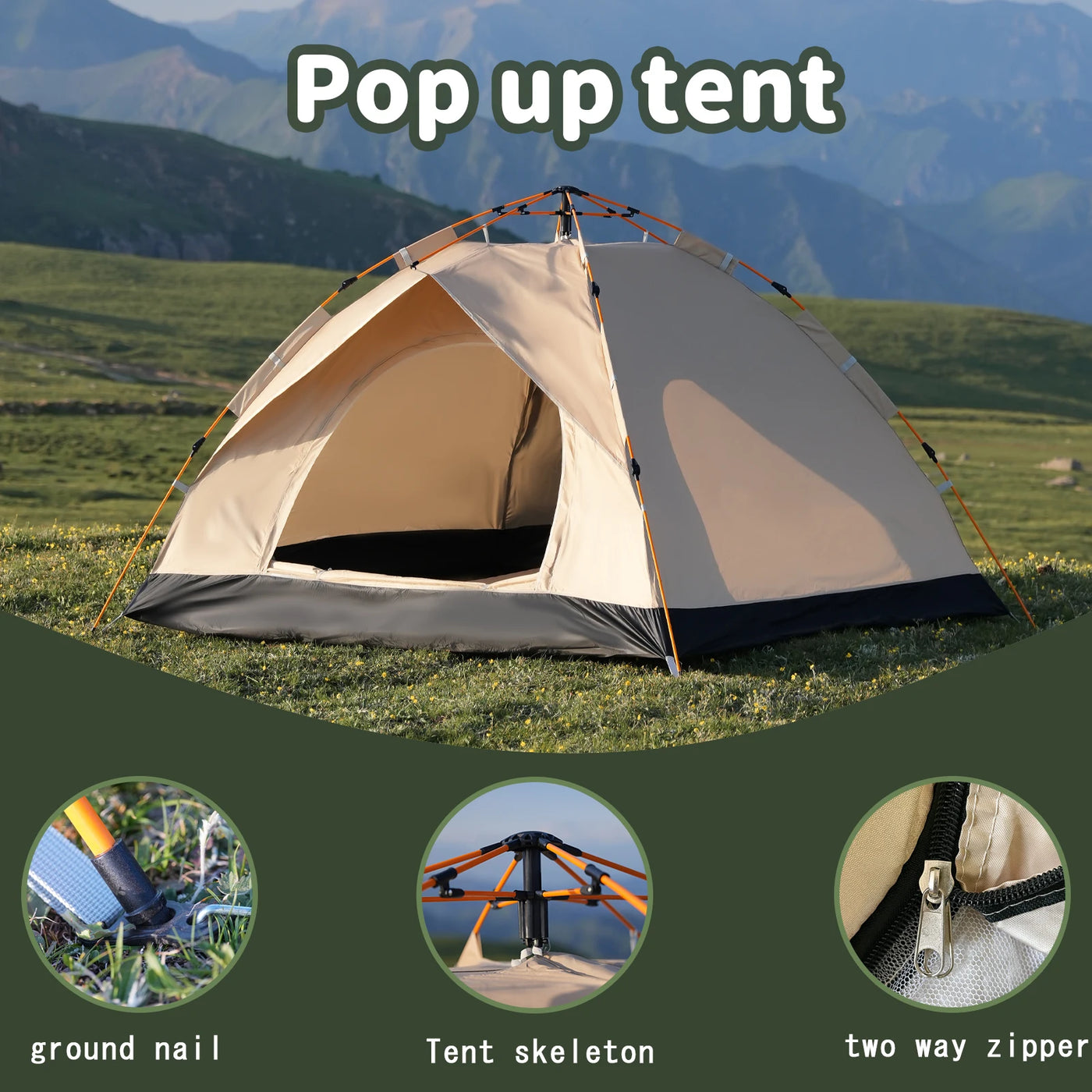 2-4 Person Pop Up Tent – Instant Camping Tent PAKICETUS
