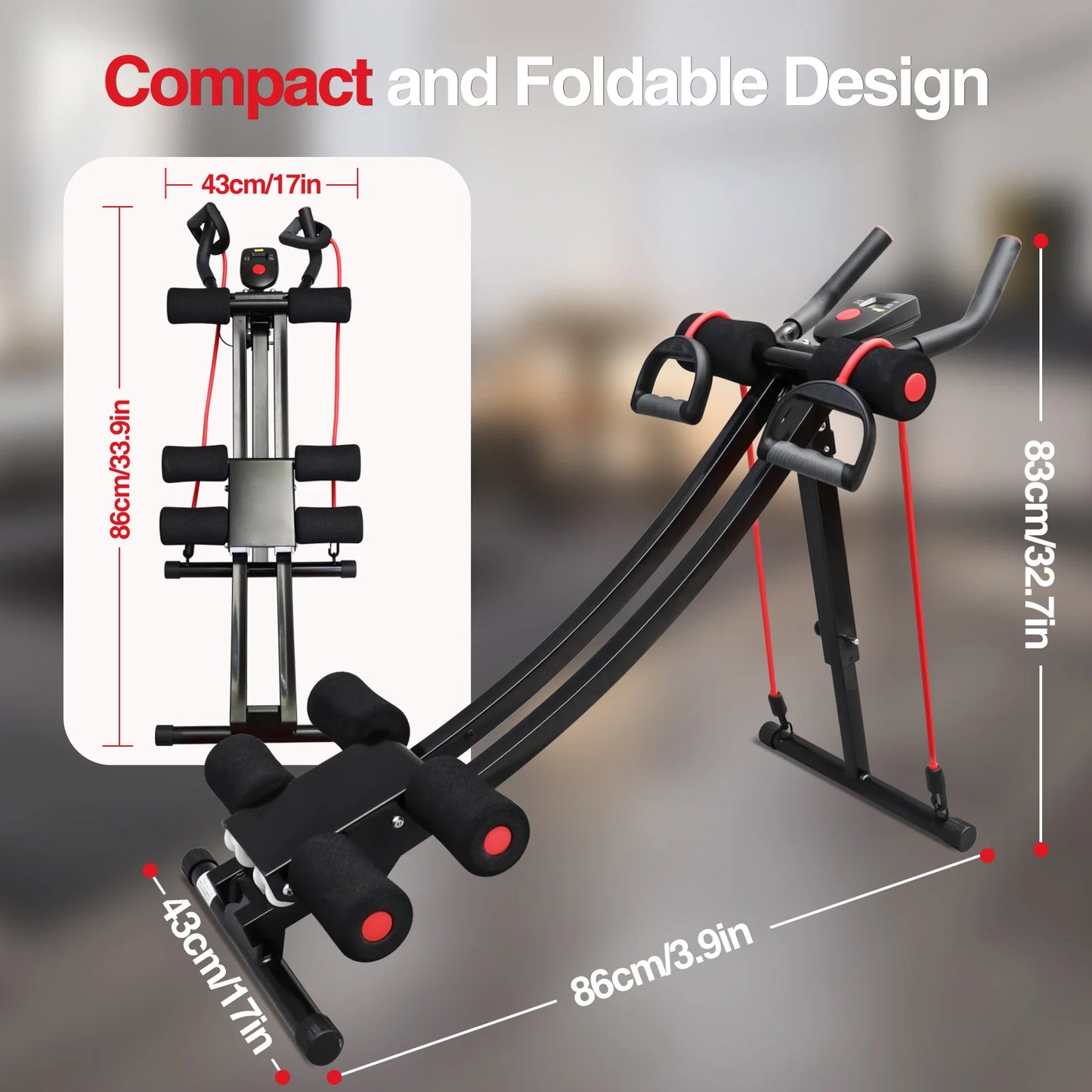 Fitness AB Machine Abdominal Trainers Core Workout Equipment 440 lbs Foldable Height Adjustable For Home Exercise Kit Whole Body