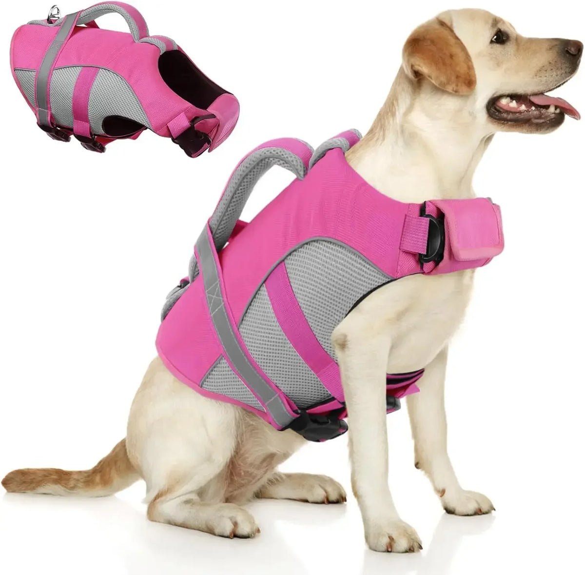 Dog Life Jacket with Rescue Handle, Reflective High-Buoyancy Pet Vest, XS–XXL