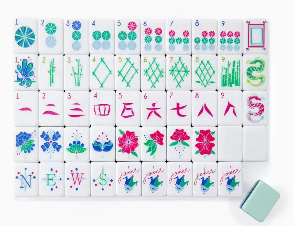 American Mahjong Set, 160 Four-Layer Acrylic Tiles, 9 Colors