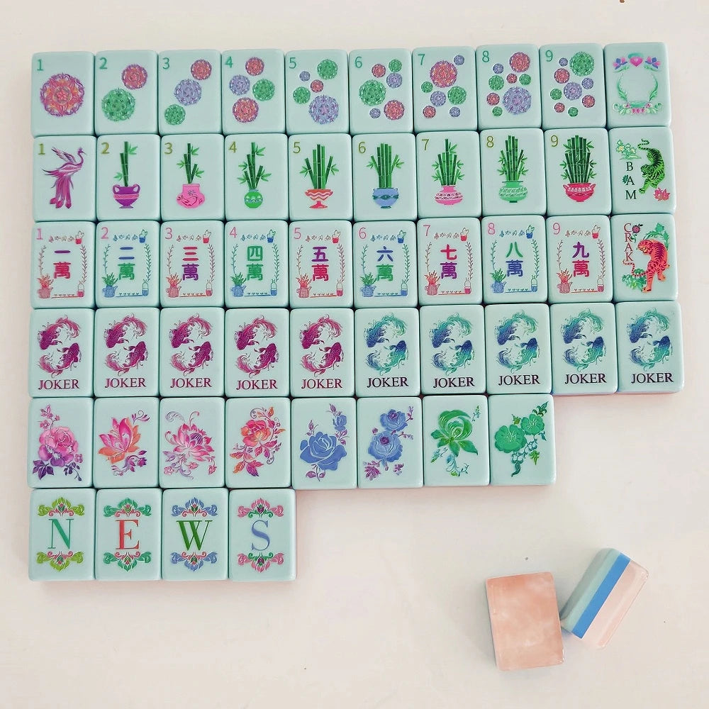 Pearl Pink American Mahjong Set, 160 Engraved Four-Layer Acrylic Tiles