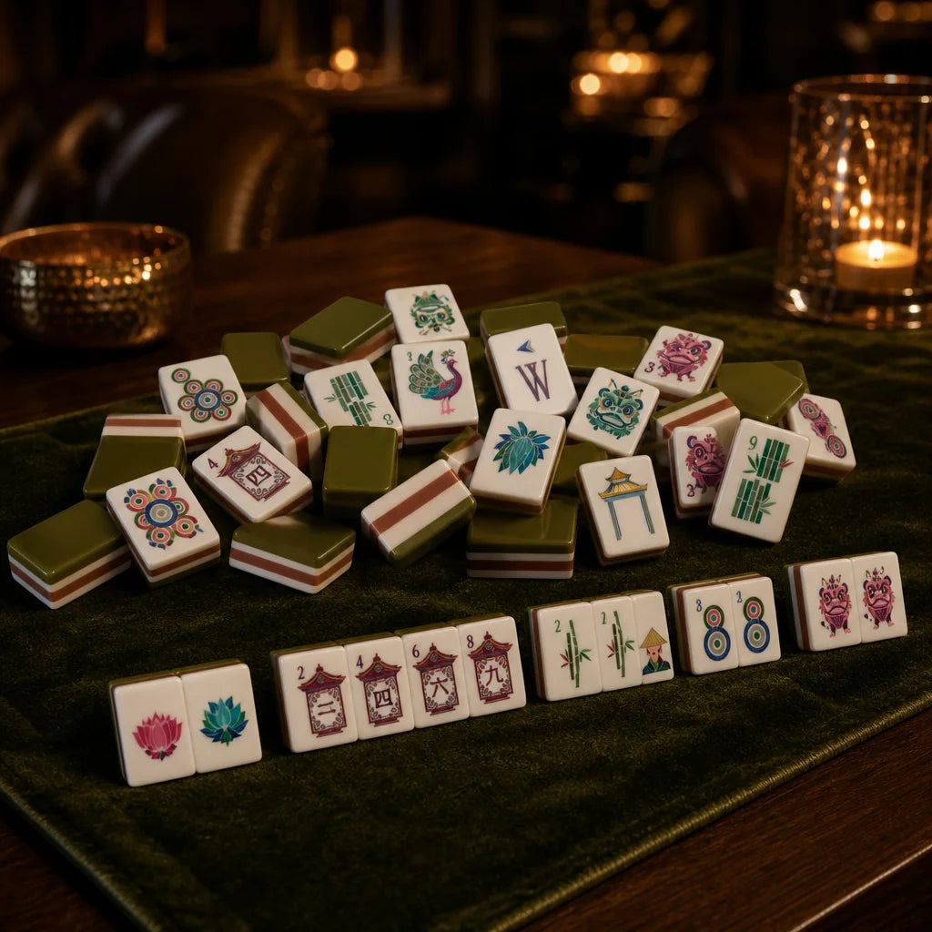 American Mahjong Set, 160 Four-Layer Acrylic Tiles, 9 Colors
