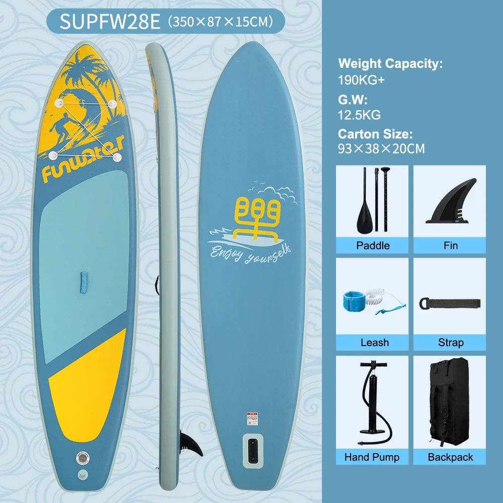 FUNWATER Inflatable Paddle Board with Paddle, Pump & Backpack, 10'6" to 11'6"