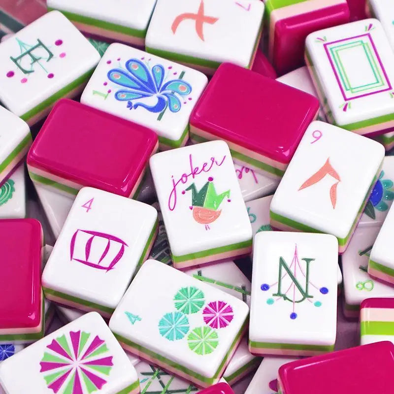 American Mahjong Set, 160 Four-Layer Acrylic Tiles, 9 Colors