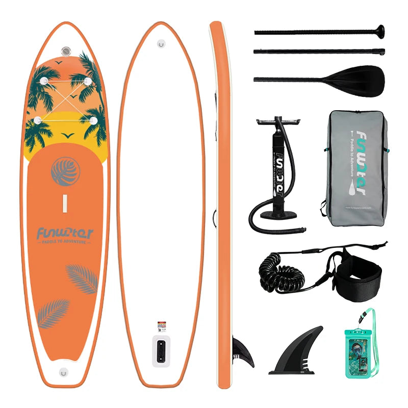 FUNWATER Inflatable Paddle Board with Paddle, Pump & Backpack, 10'6" to 11'6"