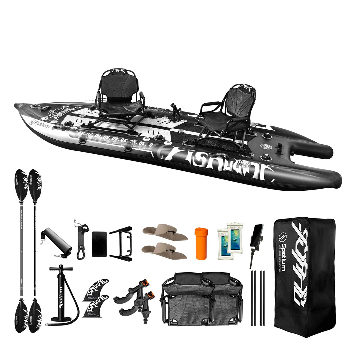 Inflatable Fishing Paddle Board Triple Chamber Stand Up Paddle Board 11'*48"*6",Fishing Kayak with Motor and Premium Accessories