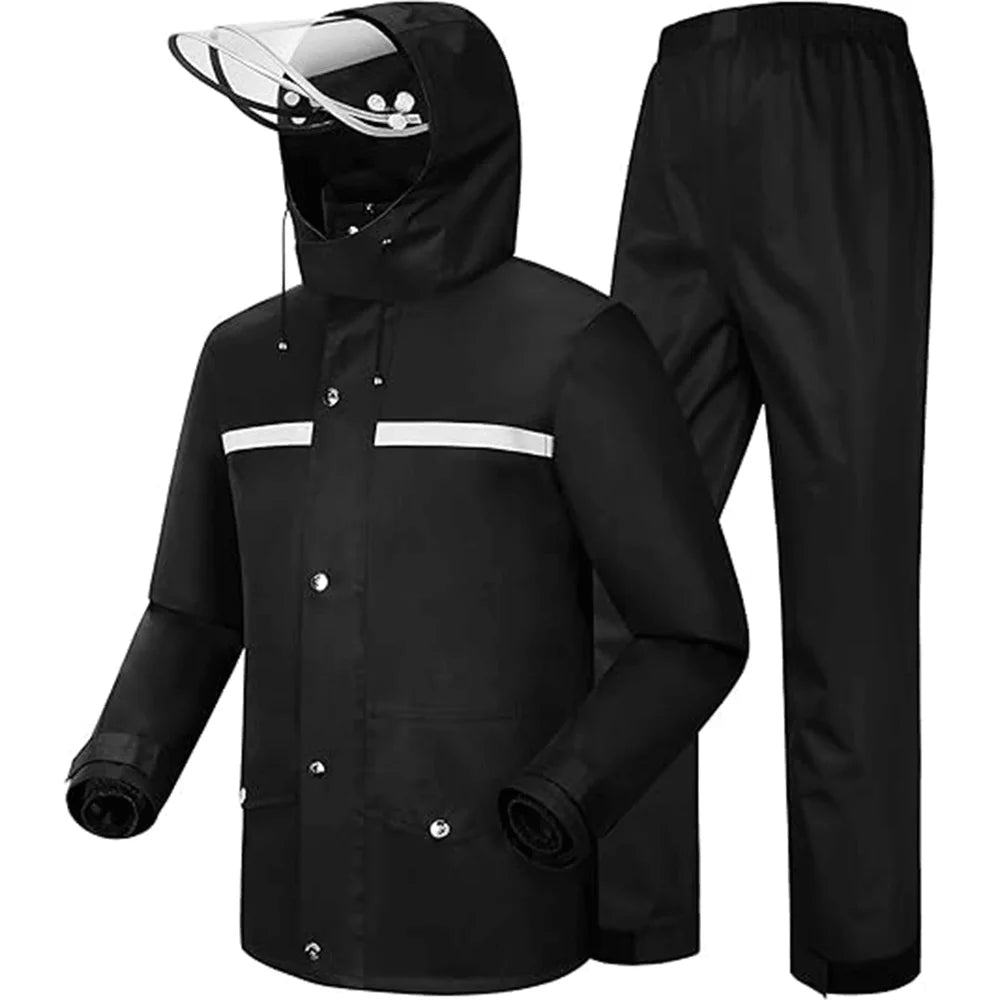 Rain Suit, Waterproof Jacket Trouser Suit, Raincoat Unisex Rain Jacket Outdoor AntiStorm Hooded Rainwear, Lightweight Raincoat