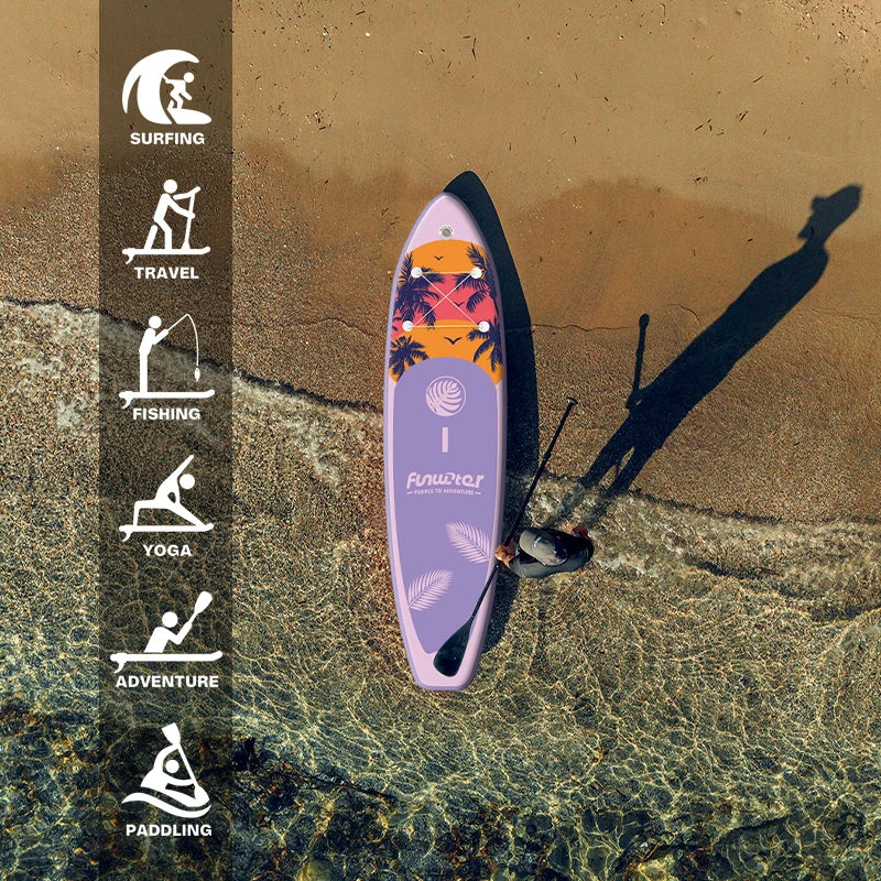 FUNWATER Inflatable Paddle Board with Paddle, Pump & Backpack, 10'6" to 11'6"