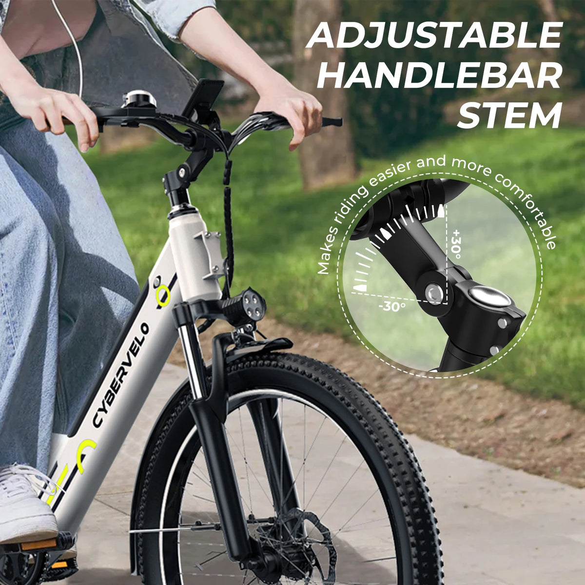 Cybervelo EK2 26" Step-Thru Electric Bike, 1000W Peak, Removable 48V Battery