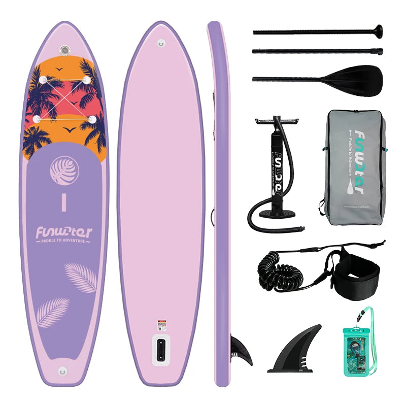 FUNWATER Inflatable Paddle Board with Paddle, Pump & Backpack, 10'6" to 11'6"