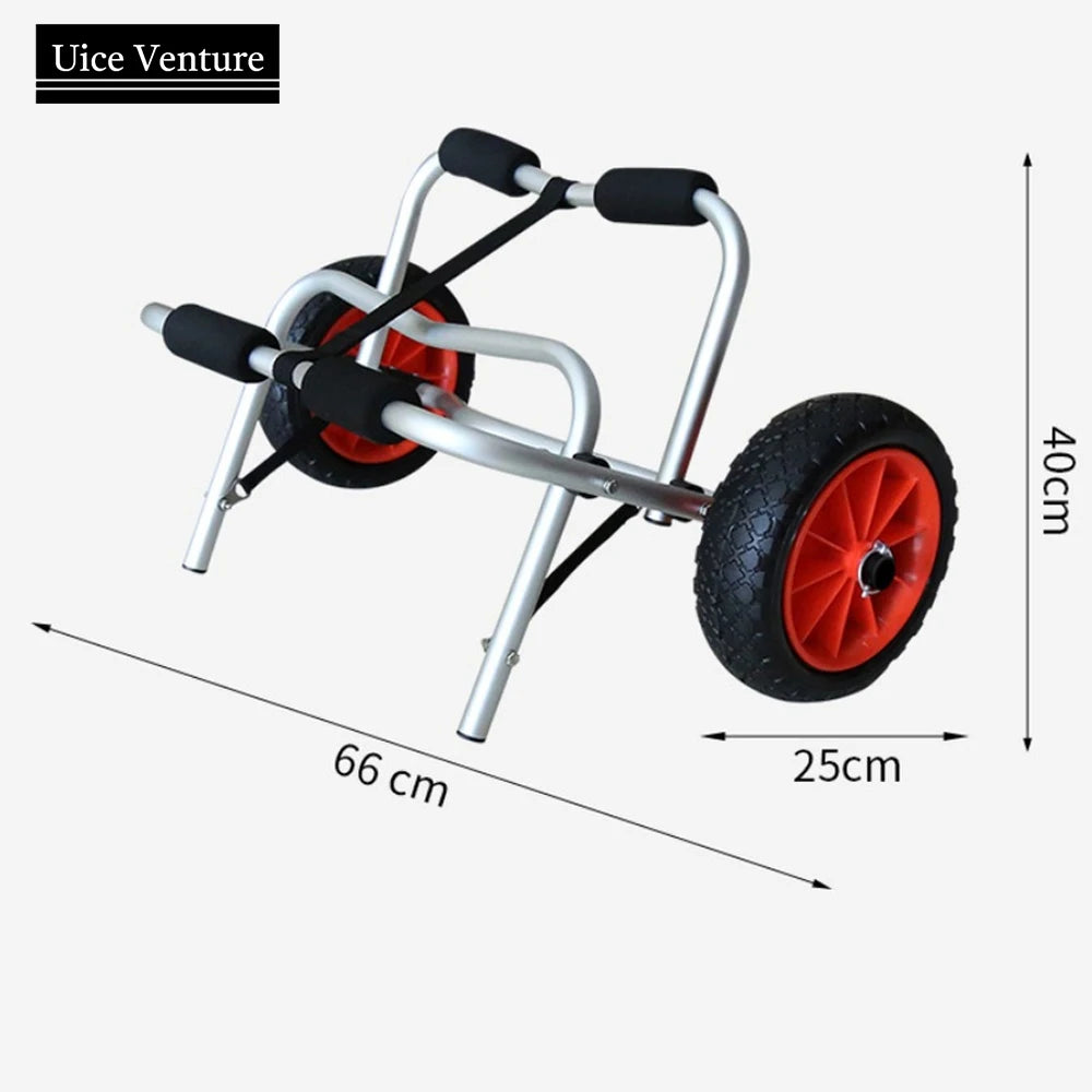Portable Folding Trolley Kayak Carrier Cart with Removable Wheels and Aluminum Rubber Universal Canoe Hand Cart