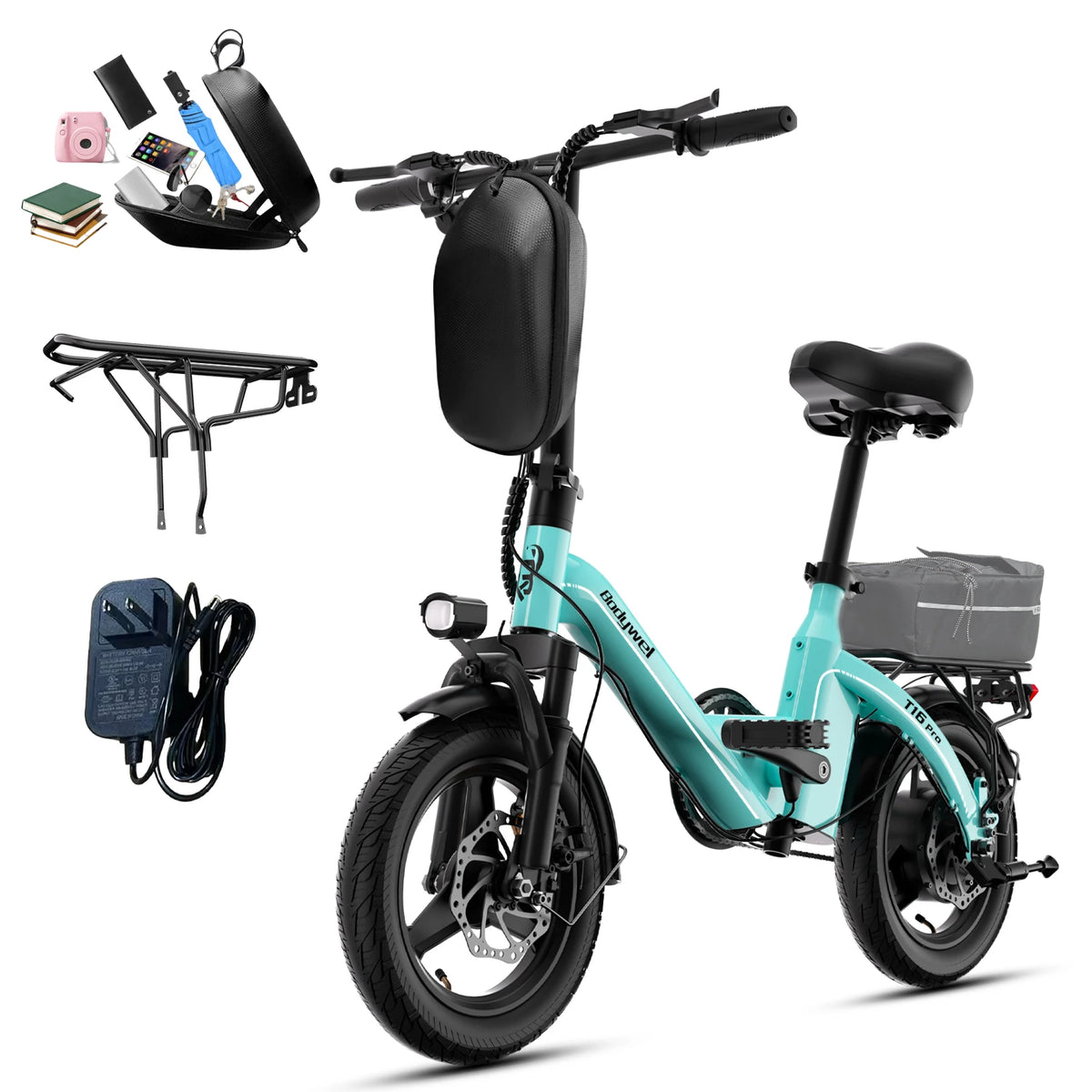Bodywel T16 Pro Folding Electric Bike, 400W, 36V 10Ah, Up to 30 Miles