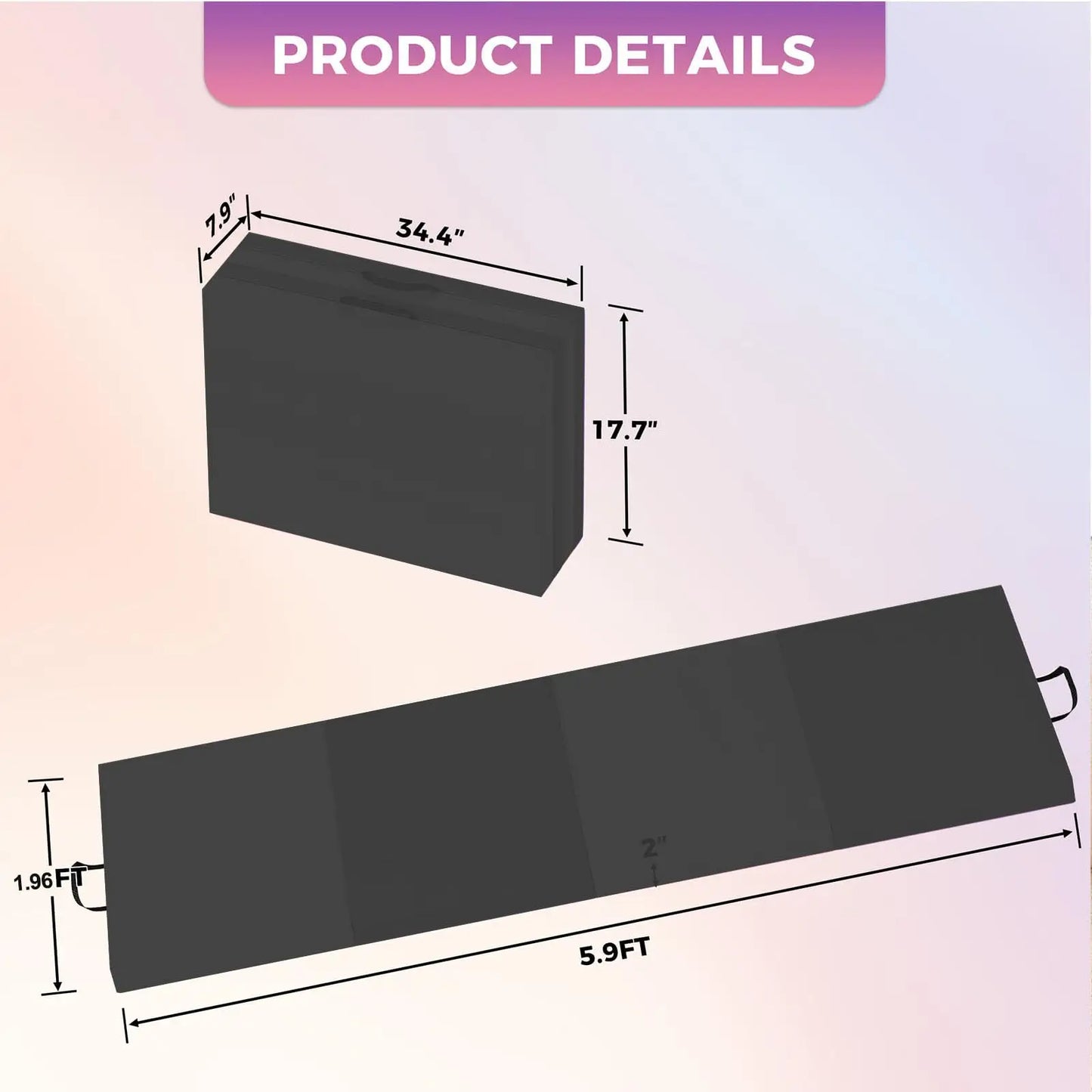 Gymnastics Mat,4-/5-fold Exercise Mats, Gymnastics Tumbling Mats, Thick Portable Home Gym Floor Pad for Yoga, Pilates, Aerobics