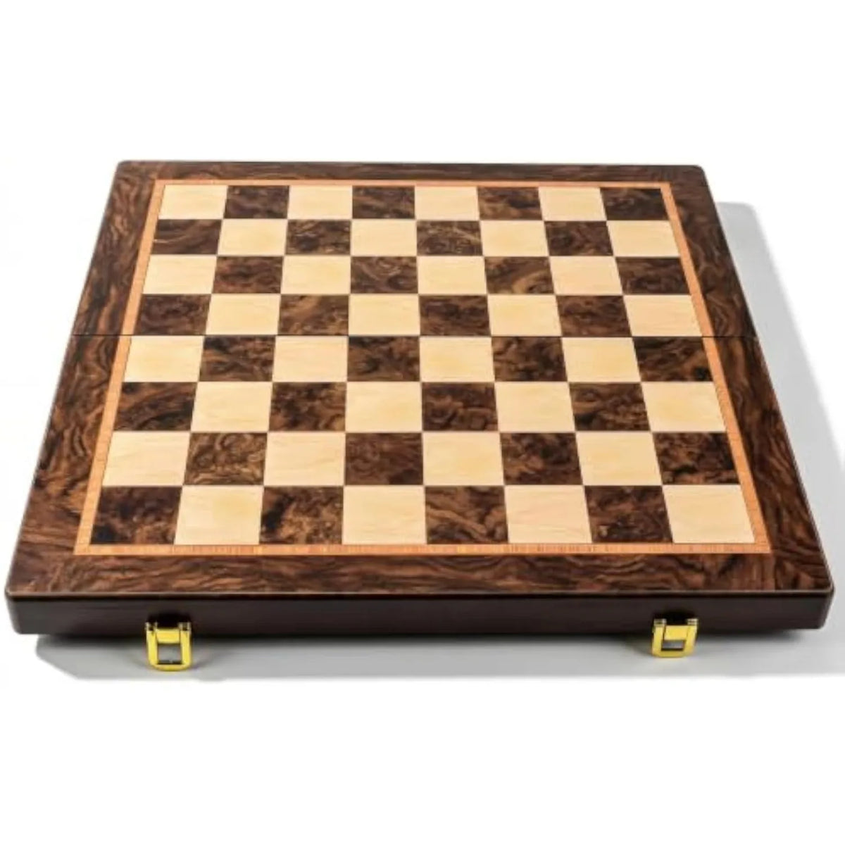 15 Inch Magnetic Wooden Chess Set for Adults, Foldable Board, Extra Queens | Built-In Storage Compartment Handcrafted Staunton Pieces Magnetic Stability Classic Vintage Appearance