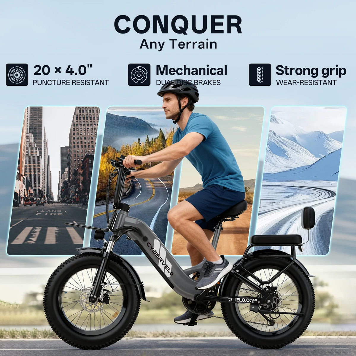Cybervelo 20" Step-Thru Electric Bike, 1500W Peak, 48V 20Ah Battery, 7-Speed