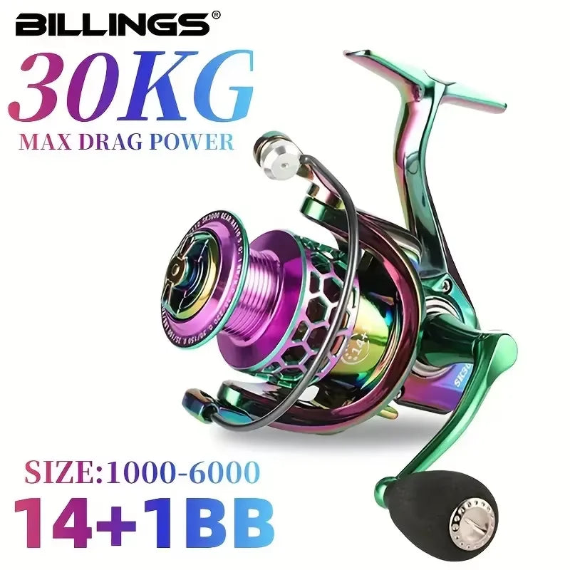 BILLINGS Spinning Reel – 22 lb Max Drag, 14+1BB, Metal Spool