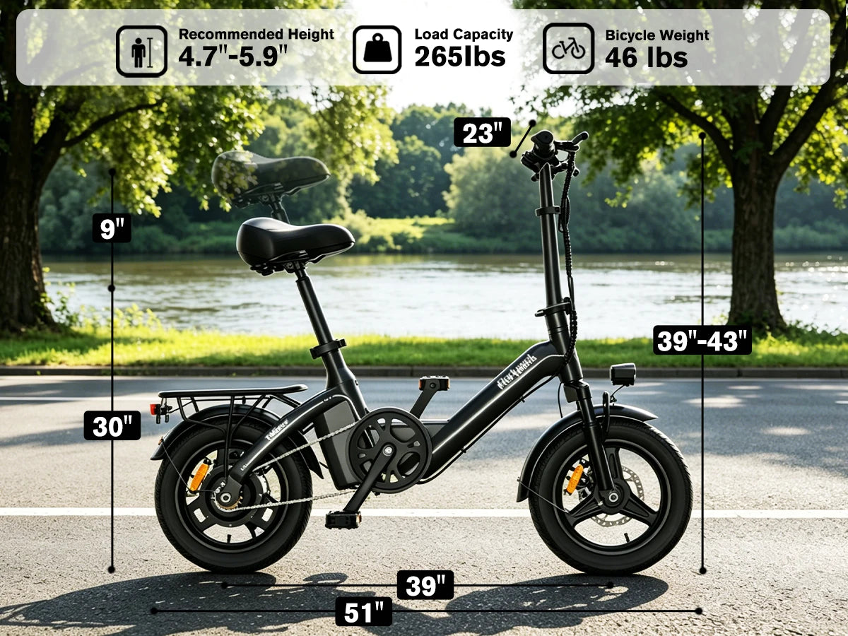 Bodywel T16 Pro Folding Electric Bike, 400W, 36V 10Ah, Up to 30 Miles