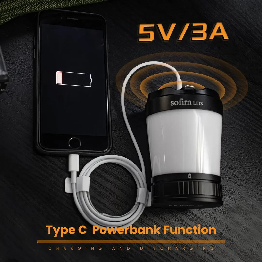 Black Sofirn LT1S rechargeable camping lantern with variable white and red LED light — view 5 of 7