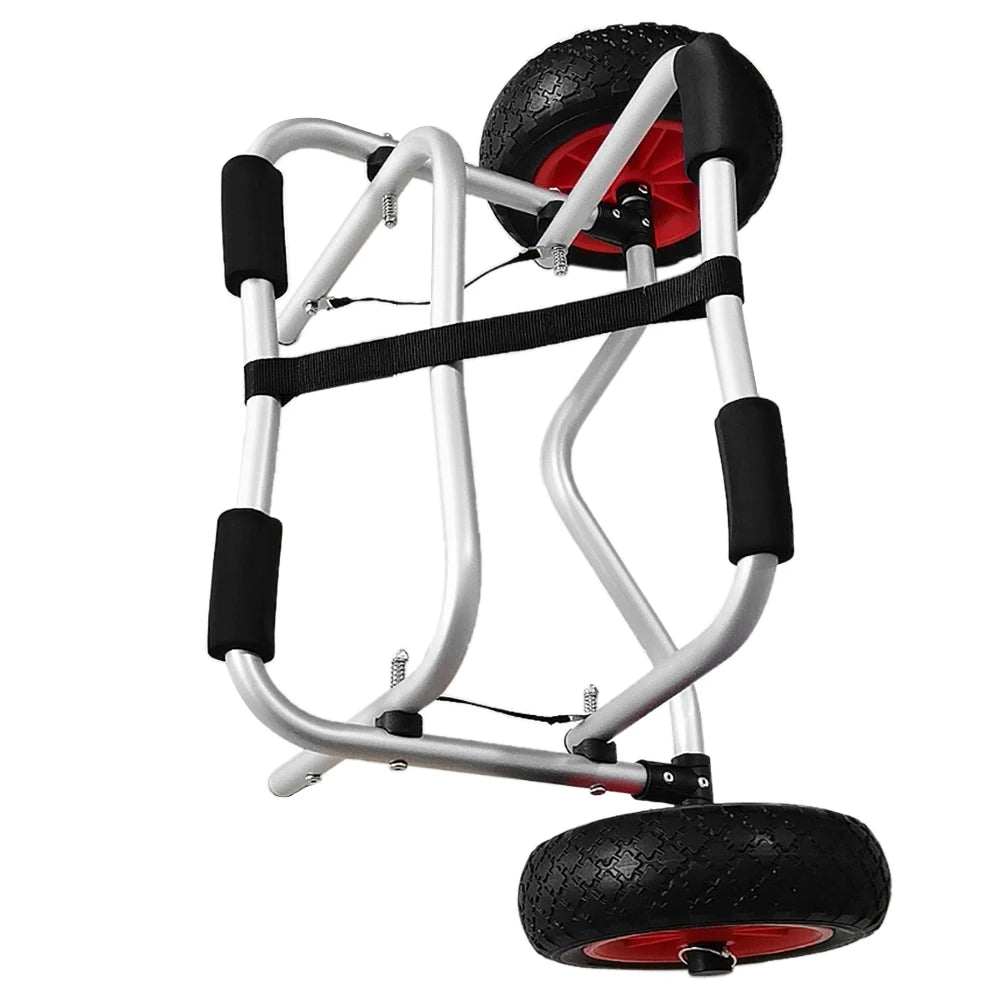 Portable Folding Trolley Kayak Carrier Cart with Removable Wheels and Aluminum Rubber Universal Canoe Hand Cart