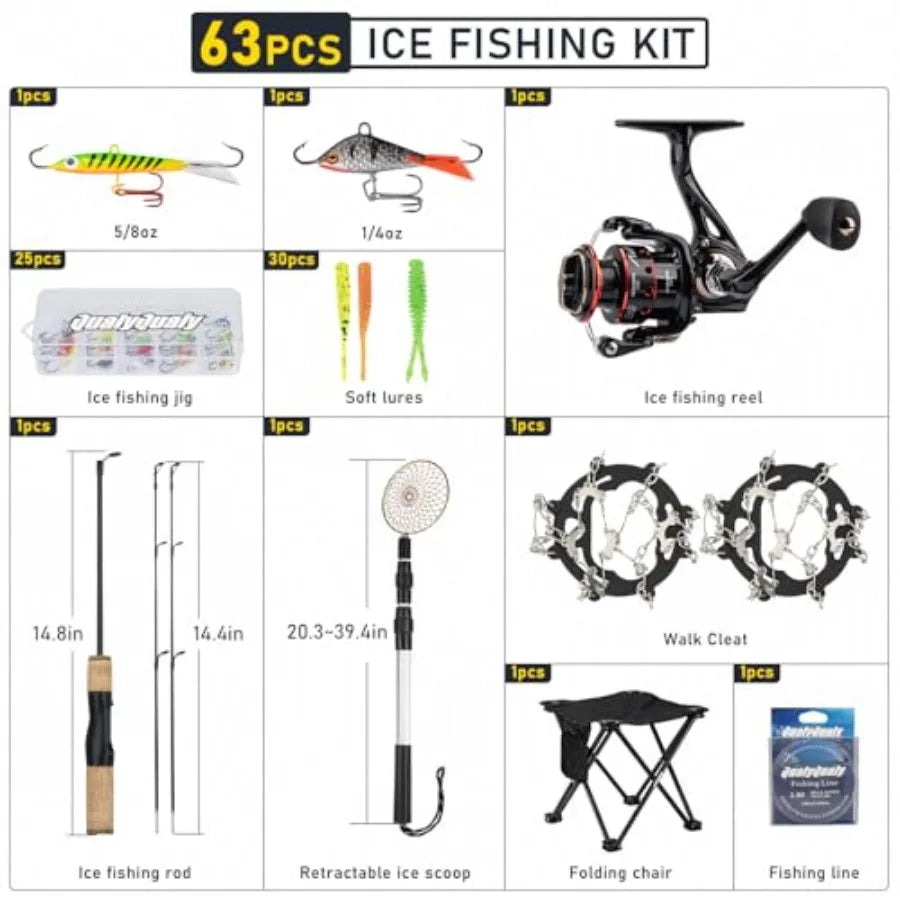 Portable Ice Fishing Rod and Reel Combo 28 Inch – Complete Ice Fishin