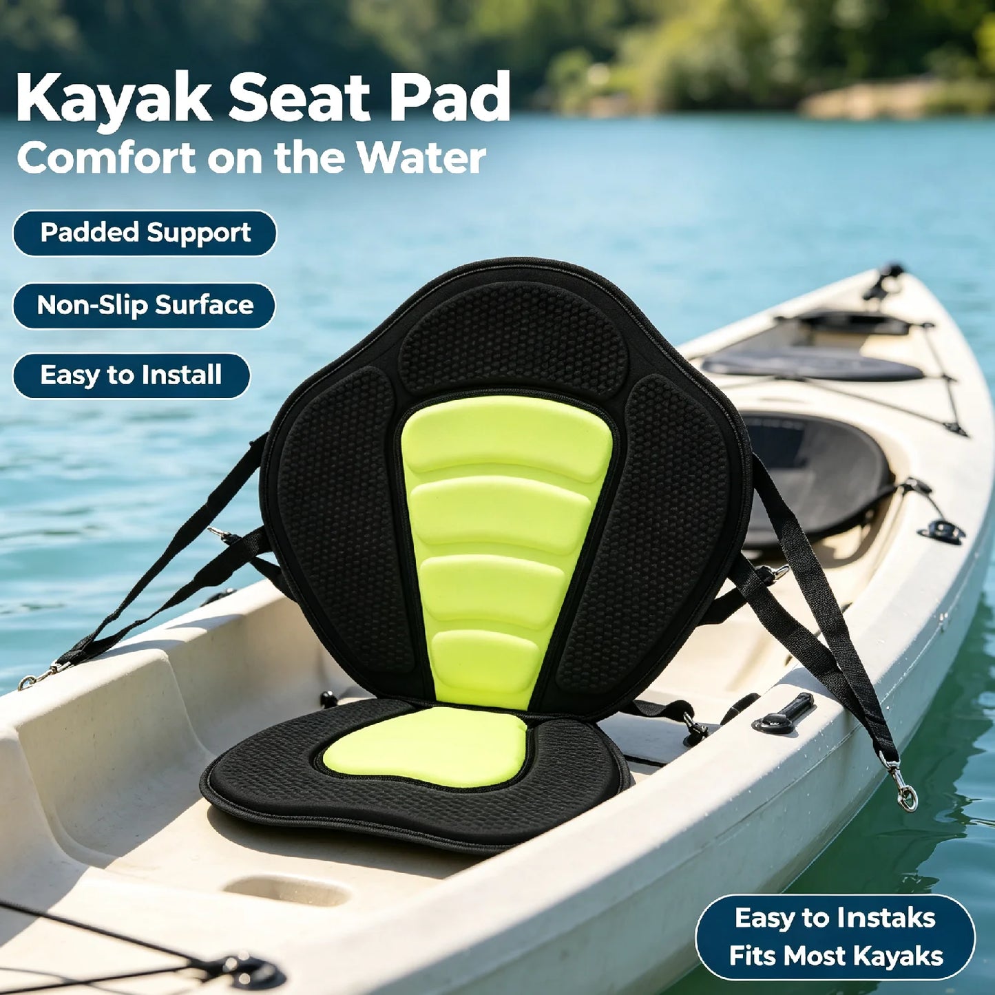 Universal Canoe Seat Cushion with Storage Bag, Front Kayak Seating Pad ,Paddle Board Seats for Canoeing, Fishing, Rafting