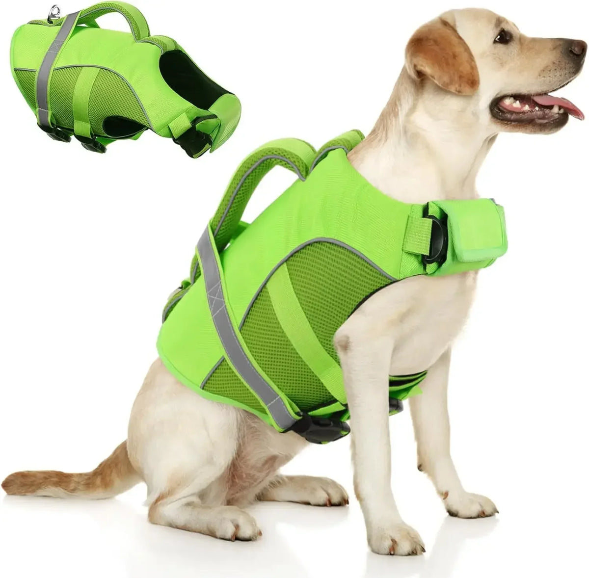 Dog Life Jacket with Rescue Handle, Reflective High-Buoyancy Pet Vest, XS–XXL