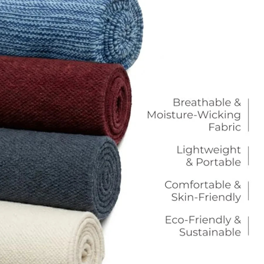 Handmade Organic Cotton Yoga Mat - Non-Toxic, Chemical-free and All Natural Cloth Yoga Mat - Exercise, Workout, and Fitness Rug