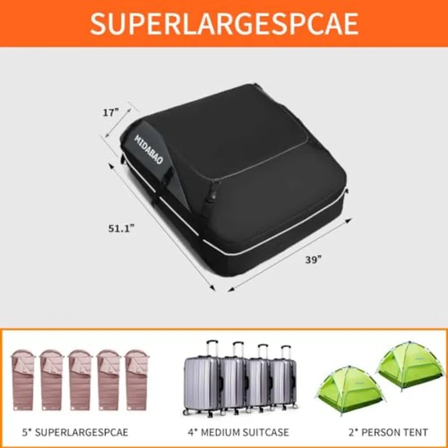 Rooftop Cargo Bag, 20 Cu Ft, Waterproof, Black