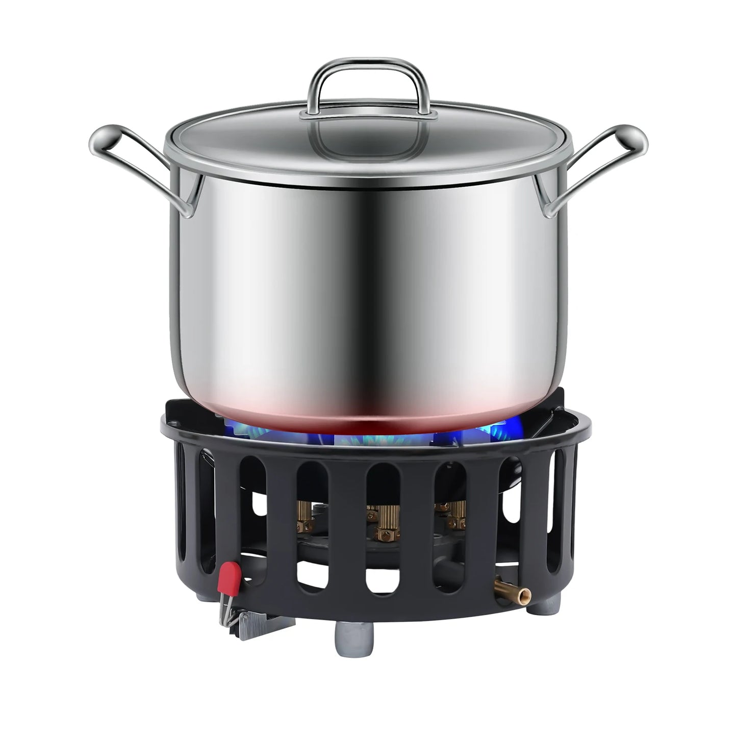 7-Core Camping Stove High-Power Strong Fire Portable Tourist Gas Burner Windproof Electronic Ignition Camping Equipment 21000W
