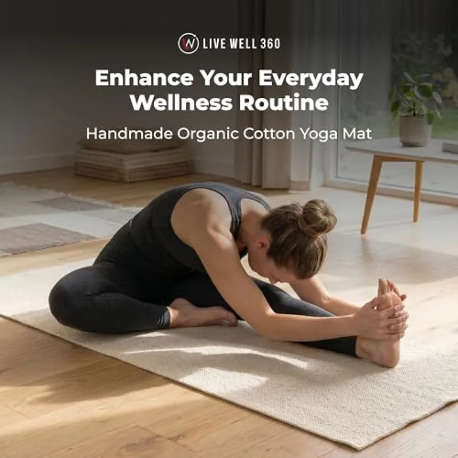 Handmade Organic Cotton Yoga Mat - Non-Toxic, Chemical-free and All Natural Cloth Yoga Mat - Exercise, Workout, and Fitness Rug