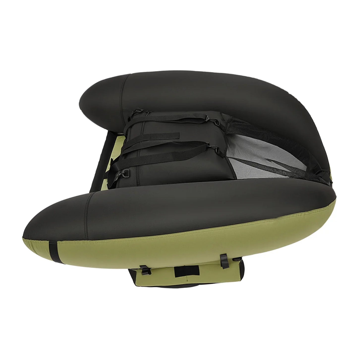 Inflatable Fishing Boat Waterproof Green 130kg/286.6lbs with Hand Air Pump for Fishing, Rafting, Exploring, and Other Activities