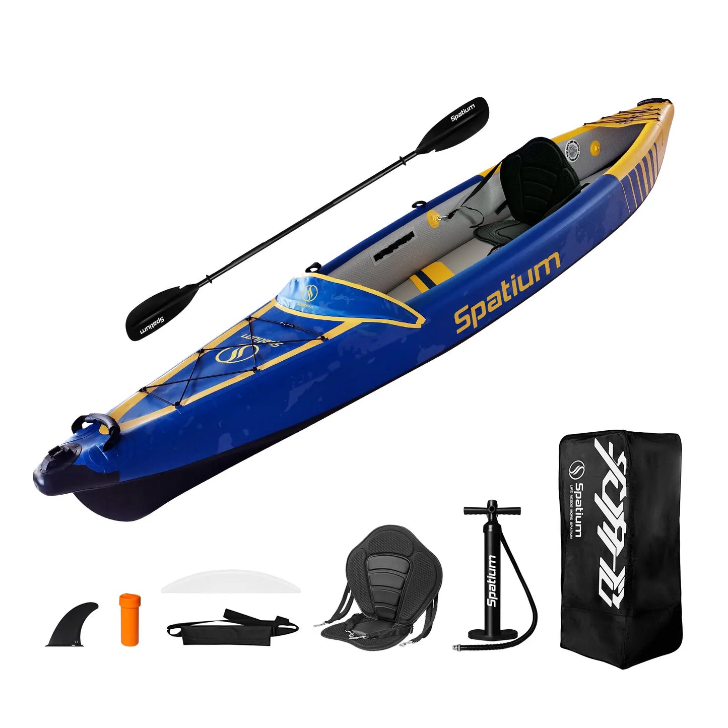 Spatium Inflatable Kayak Canoe Rowing Boat Fishing OEM Drop Stitch 2-3 Person Double Seats Detachable Water Sports