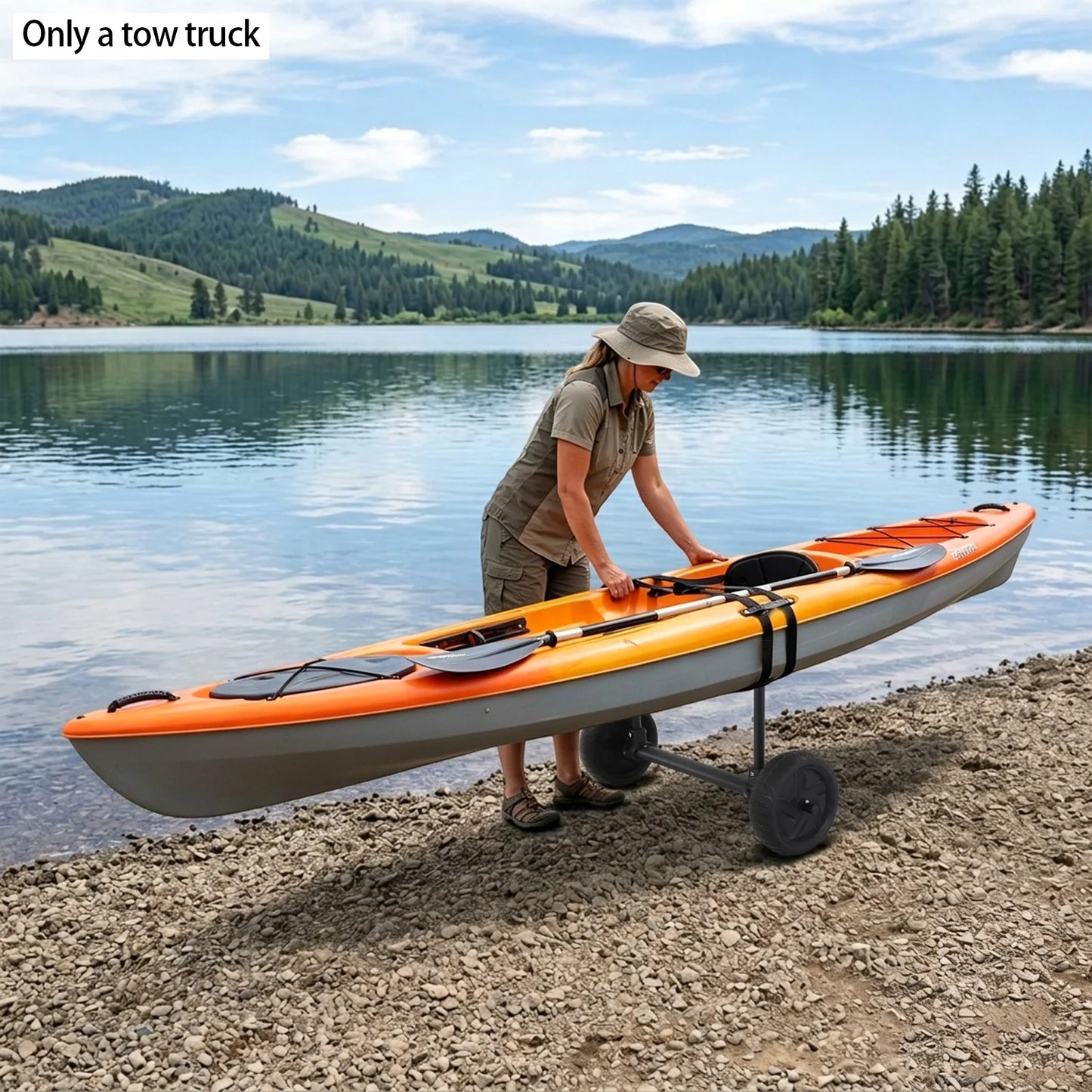 Adjustable Width Kayak Transport Dolly Black Portable Canoe Hauling Cart Watercraft Carrier Dolly For Canoe Paddleboard Beach Grass Gravel