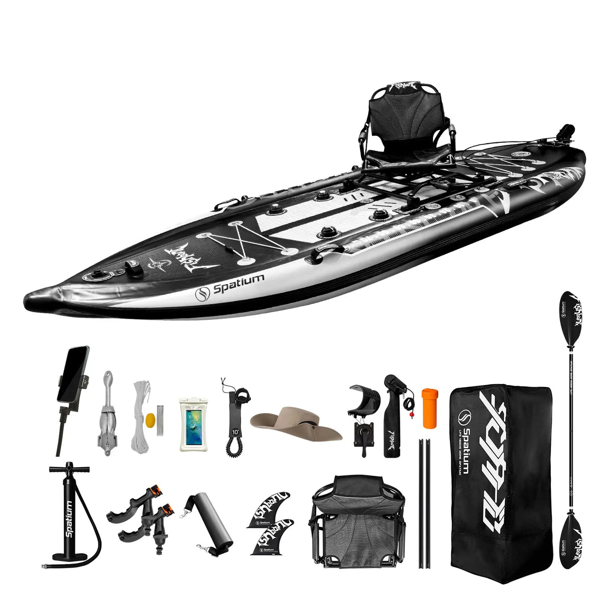 Inflatable Fishing Paddle Board Triple Chamber Stand Up Paddle Board 11'*48"*6",Fishing Kayak with Motor and Premium Accessories