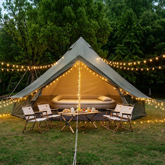 Camping Tent For 3-4 People Sun Protection with Stove Jack, Portable Outdoor Rain/Sun Proof Tent Large Glamping Tents for 3-4 People, For Camping Hiking Beach Yard