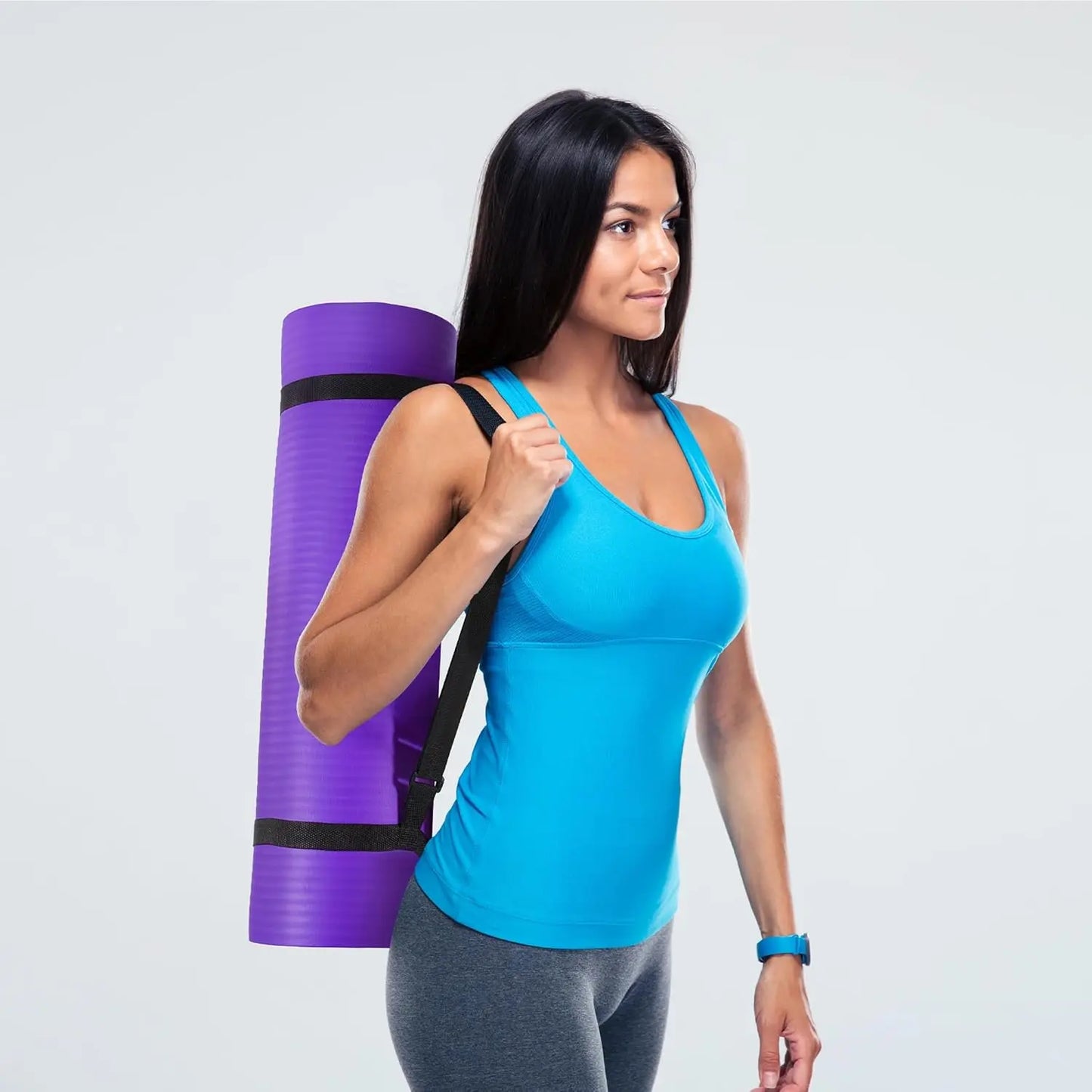 Yoga Mat 1/2-Inch Extra Thick High Density with Carrying Strap for Pilates Gym Workout